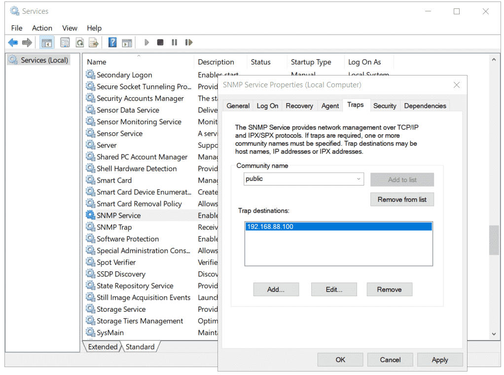 Настройка snmp windows 2019