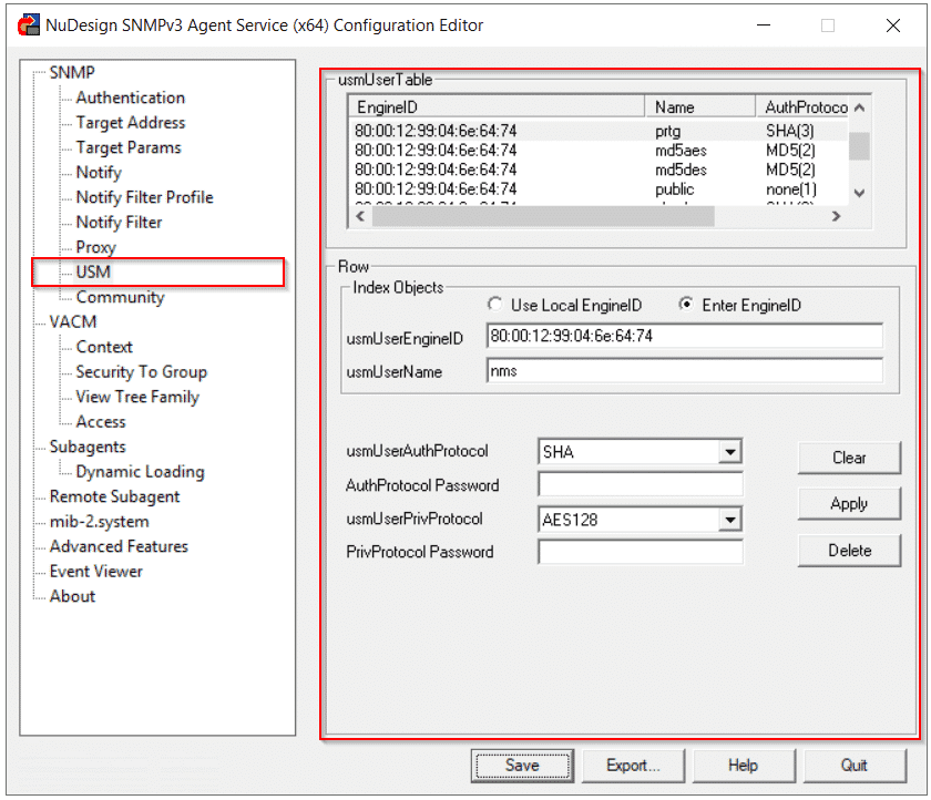 NuDesign SNMPv3 USM