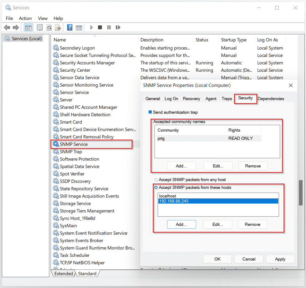 Настройка snmp windows 2019