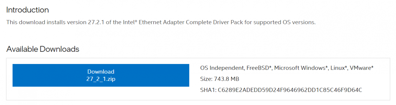 Intel Ethernet Adapter Complete Driver Pack 28.1.1 download the last version for android