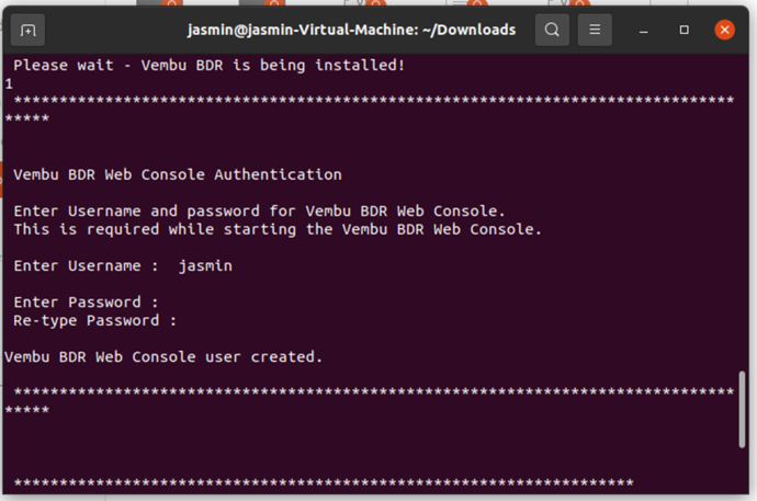 Enter username and password for Vembu BDR Web Console